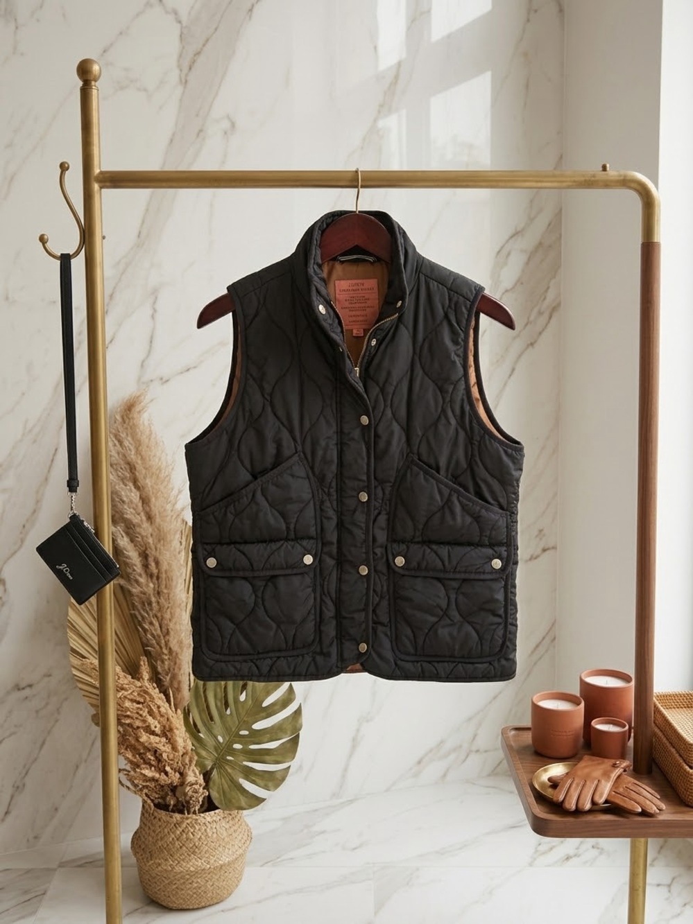 Jcrew black quilted puffer size large